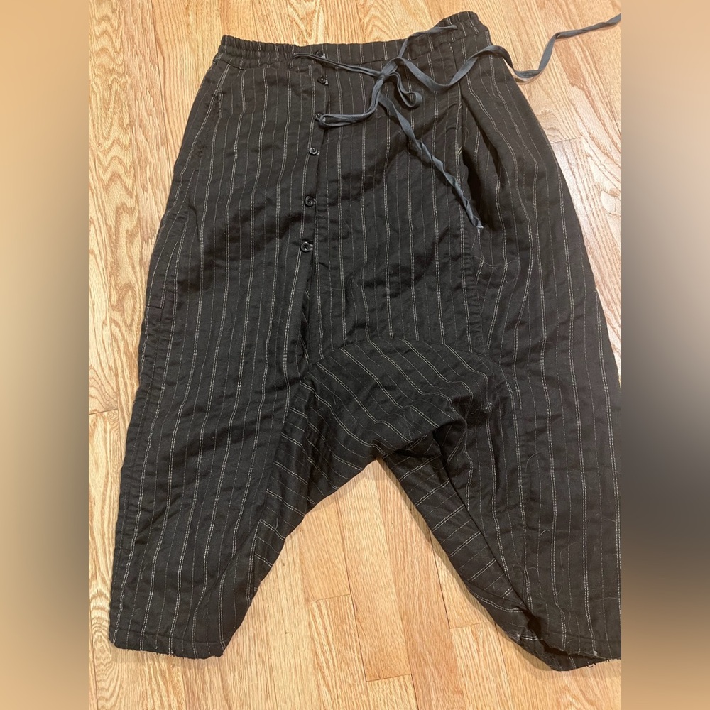 Magnolia Pearl Black Pinstripe Relaxed Drop-Crotch Trousers